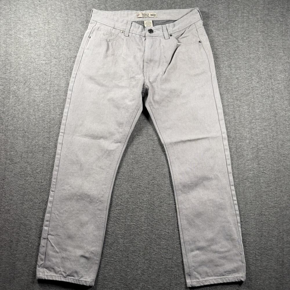 Noiz Jeans Mens 36x30 Gray Light Wash Premium Denim Regular Straight 5 Pocket